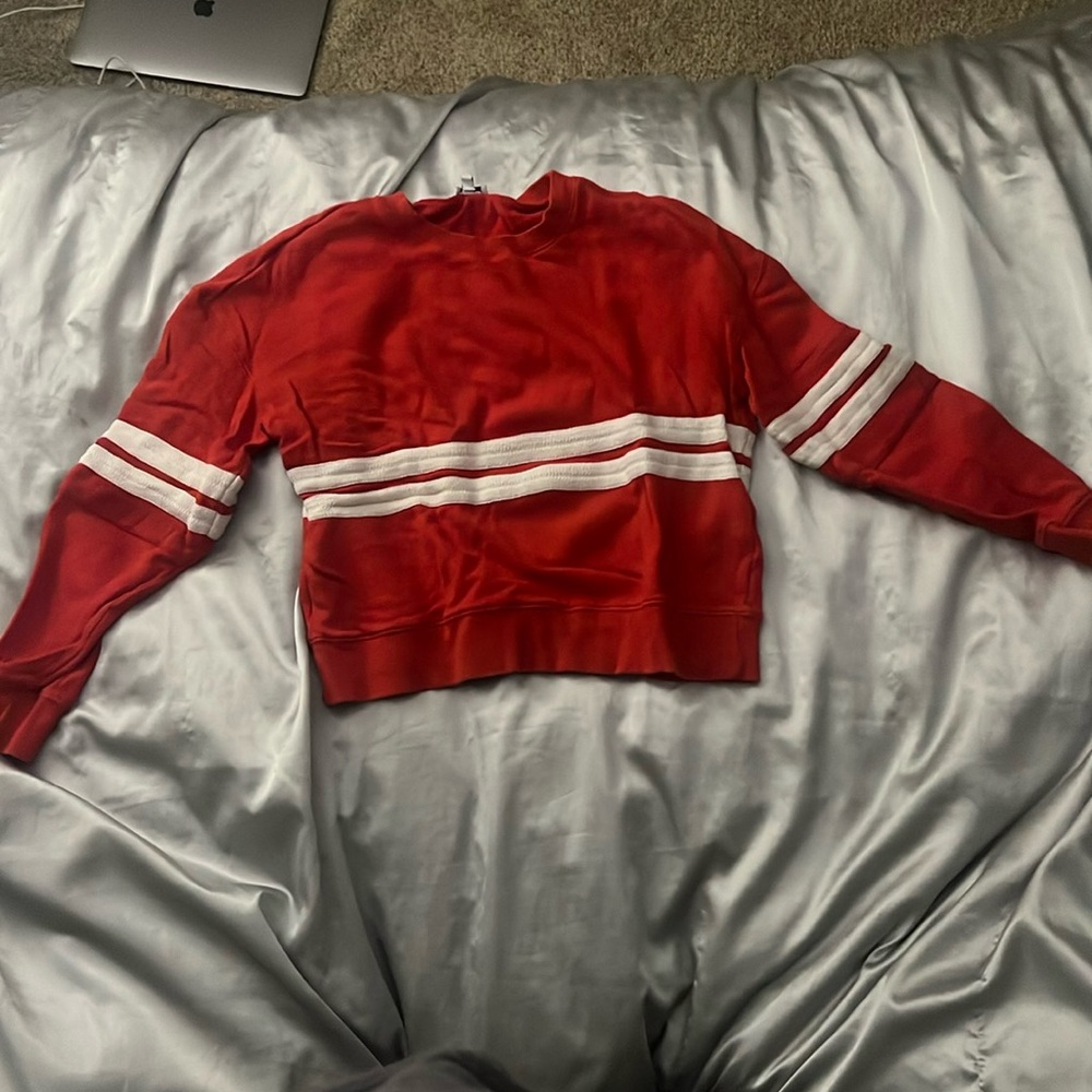 Women’s Splendid S red with white strips thick long-sleeved shirt